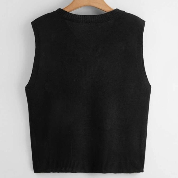 ☀️ Embroidery Teddy Bear Pattern Sweater Vest - SHEIN - Size 2XL - Picture 2 of 6